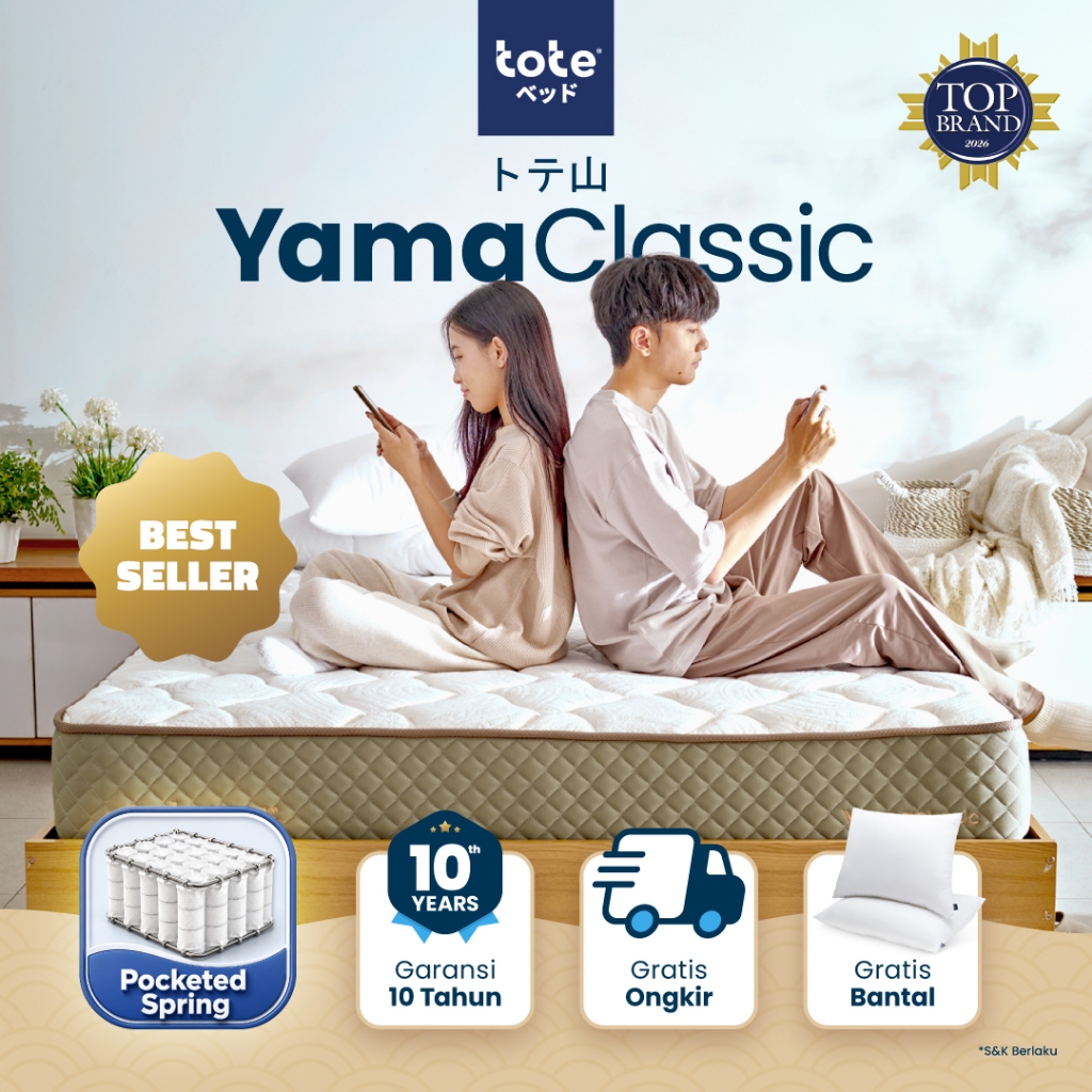 Tote Yama Classic | Kasur Pocket Spring Bed Vacuum Dalam Box (FREE ONGKIR)