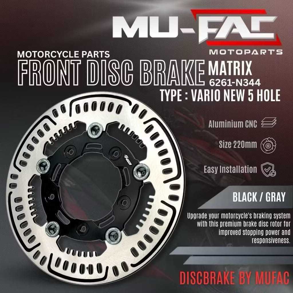 MUFAC Cakram Depan VARIO 150 Matrix Full Aluminium CNC 220mm Lubang 5 Multiwarna