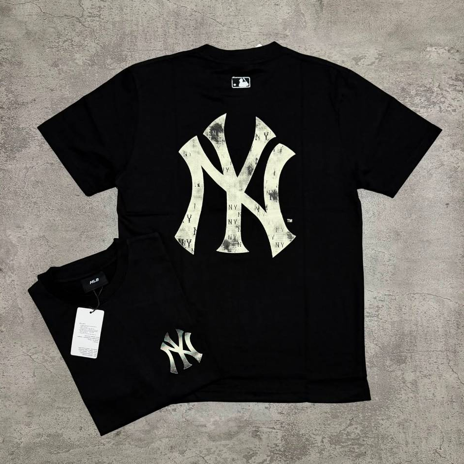 Kaos Branded MLB Ny BrokenWhite Print//Baju Kaos MLB Shadow NY//Kaos Unisex