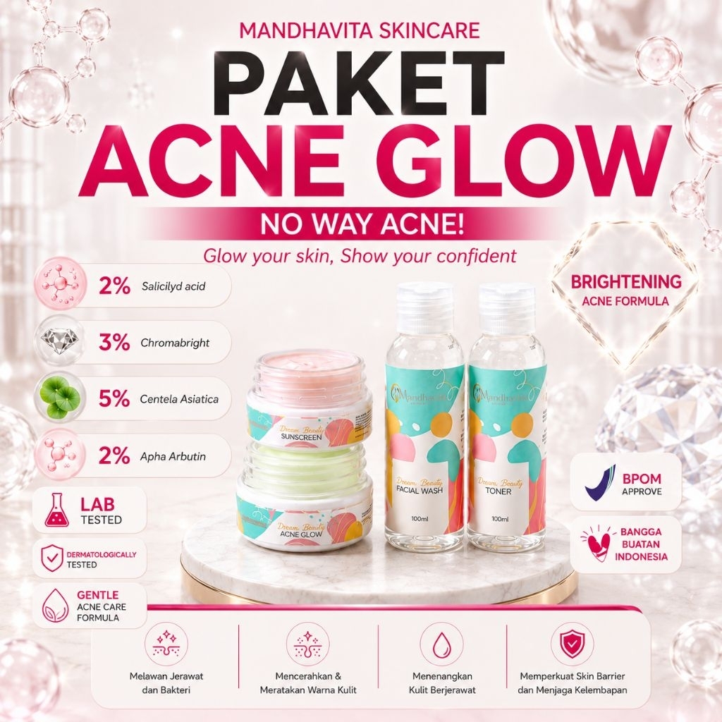Paket Mandhavita Acne Glow BONUS SERUM WHITENING.