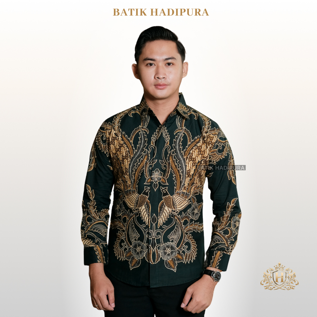 HADIPURA BATIK Kemeja Batik SURYA KENCANA Baju Batik Pria Dewasa Lengan Panjang Batik Pria Hitam Sli