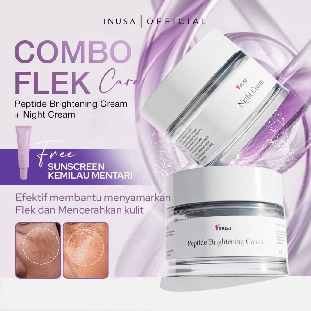 INUSA - Paket Combo flek Inusa NIght Cream Retinol + Peptide Brigthtening Cream Samarkan flek di waj
