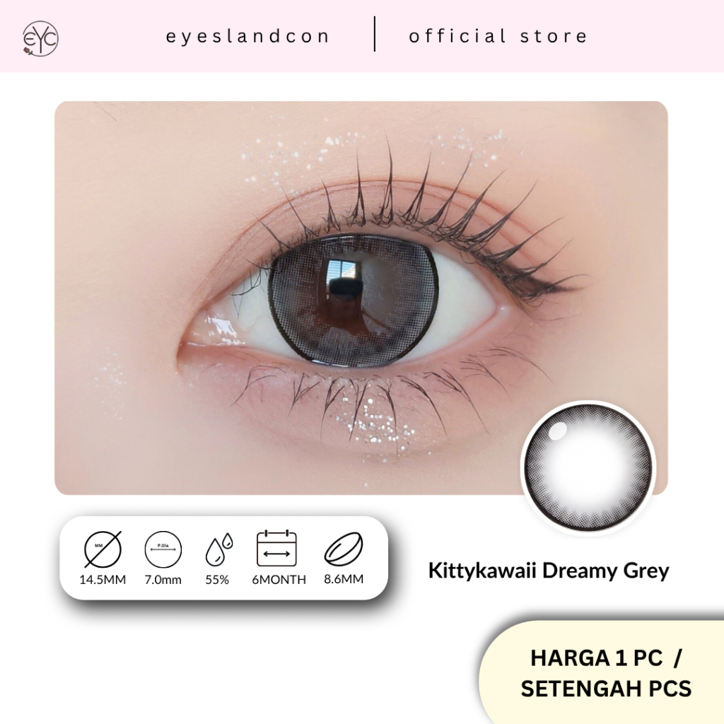 Eyeslandcon - Softlens Kittykawaii Dreamy Grey ( 1PCS / 1BOTOL / 1MATA )
