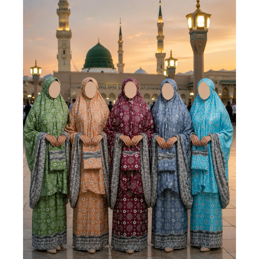 Mukena Jumputan Titik 7 Printing Palembang | Bahan Katun Rayon | Ukuran Jumbo
