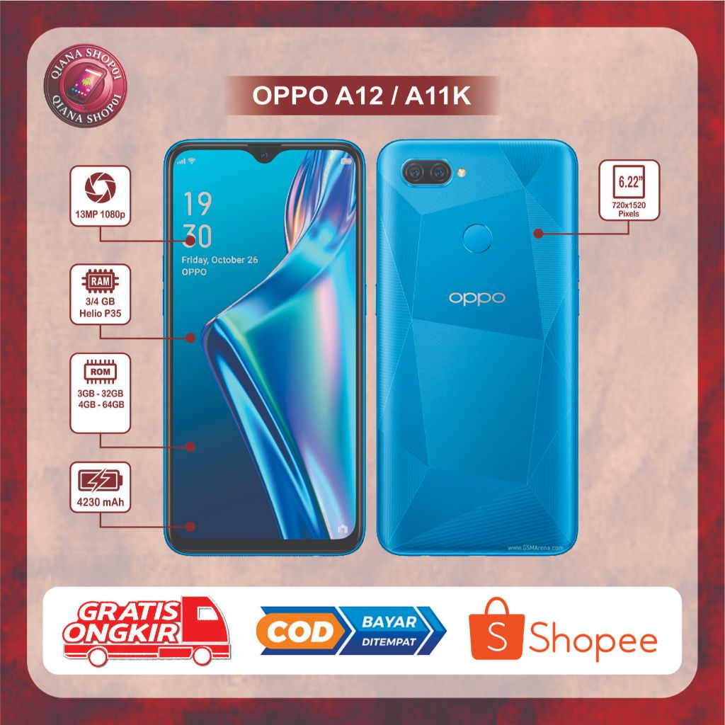 HP OPPO A12K / A11k Second Normal siap pakai ram 3/32 dan 2/32 Garansi 12 bulan