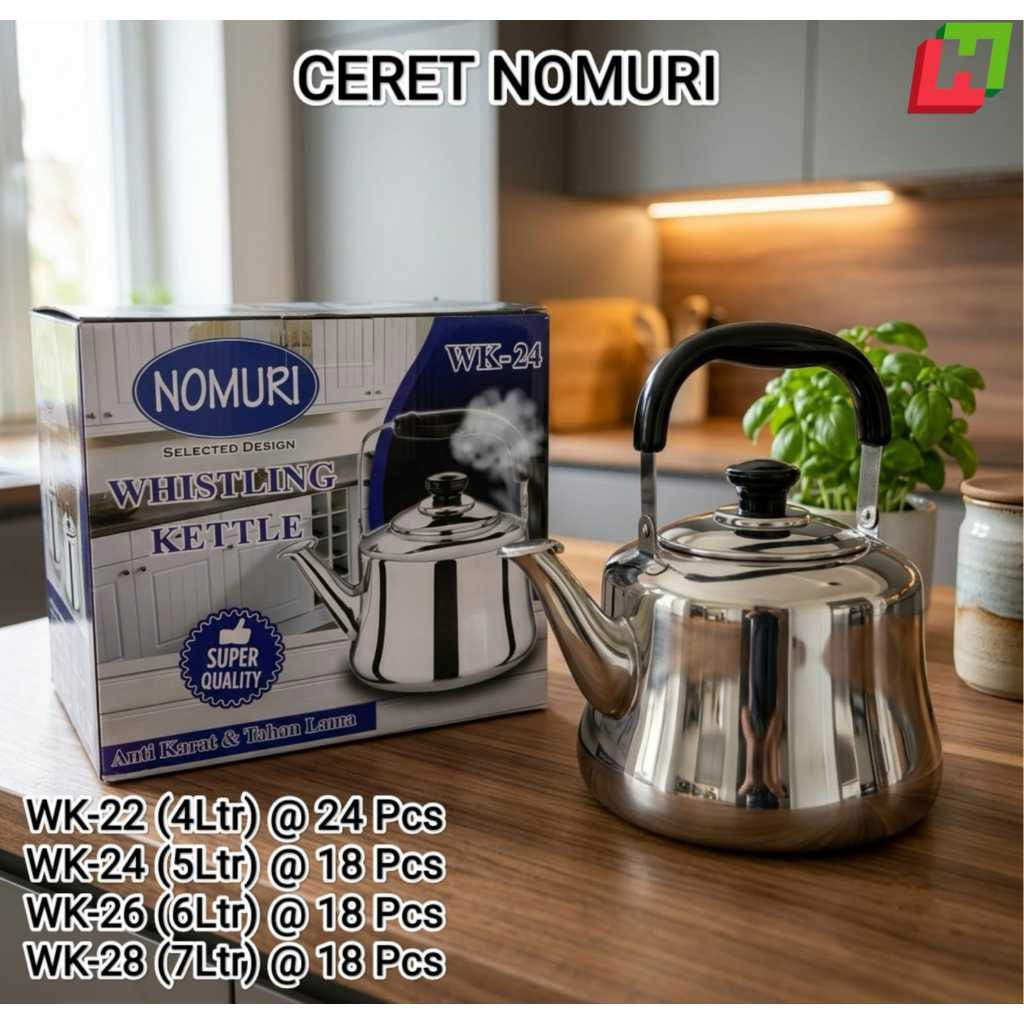 Ceret Kettlel Nomuri/ Ceret Siul/ Ketel Siul Stainless Steel/ Teko Pemanas Air