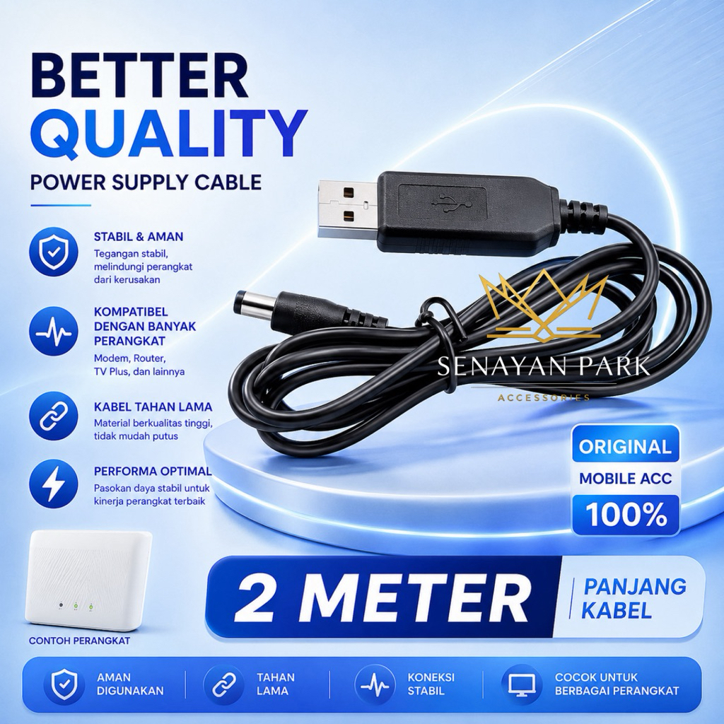 Vibox Kabel Orbit 2 Meter USB To DC-12V Kompatibel Modem Router Telkomsel Star 2 Max Pro [SEN]