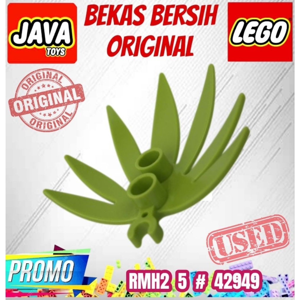 PART LEGO CITY ORI ( RMH2 5 # 42949 / # 10884 ) LEGO CITY Plant Finger Leaf / Swordleaf Bekas Layak 