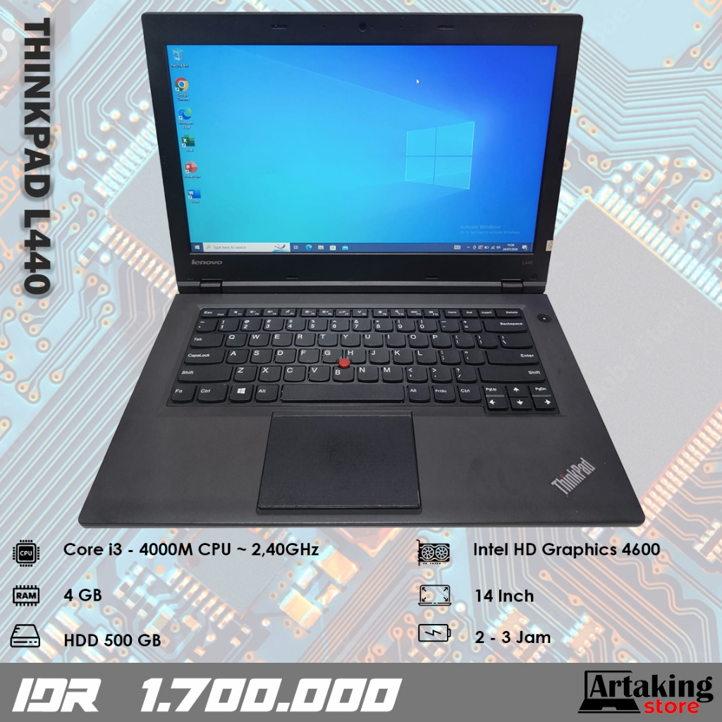 Lenovo Thinkpad L440 - Core i3 - Gen 4 th - Ram 4 GB - Normal Siap Pakai