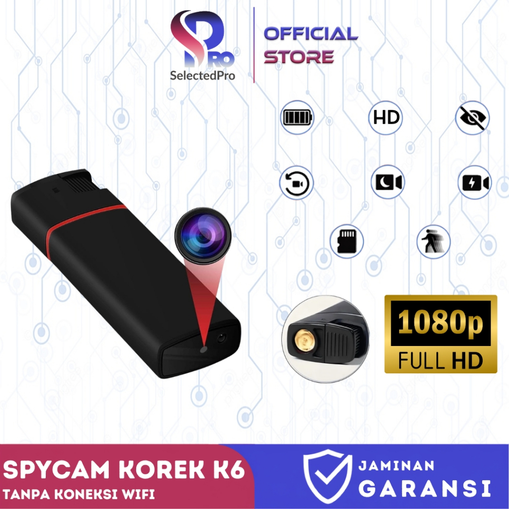SELECTEDPRO Spy Camera K6 FullHD Kamera Korek Portable No WiFi Mini Cam Rekam Video Support Micro SD