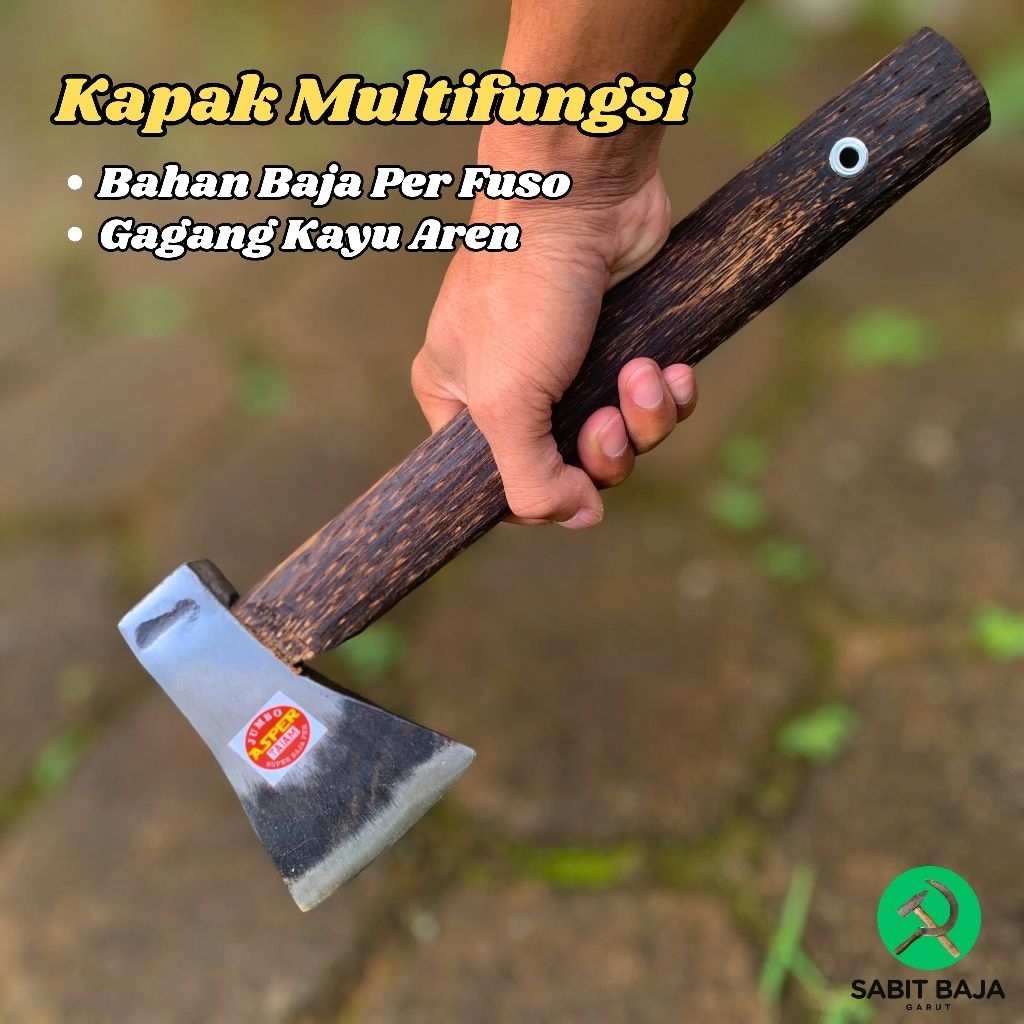 Kapak Multifungsi Gagang Kayu Aren Kampak Baja Kecil Serbaguna