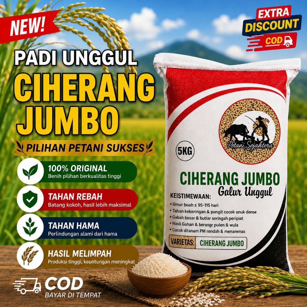 Benih Padi  Ciherang Jumbo Kemasan 5Kg.