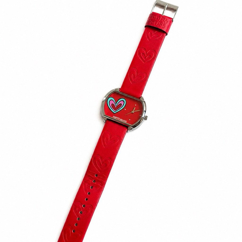 Happy House Red Genuine Leather Watch - Jam Tangan Kulit Asli Merah