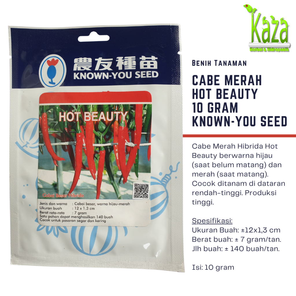 Benih Cabe Merah Hot Beauty 10 gram - Known-You Seed