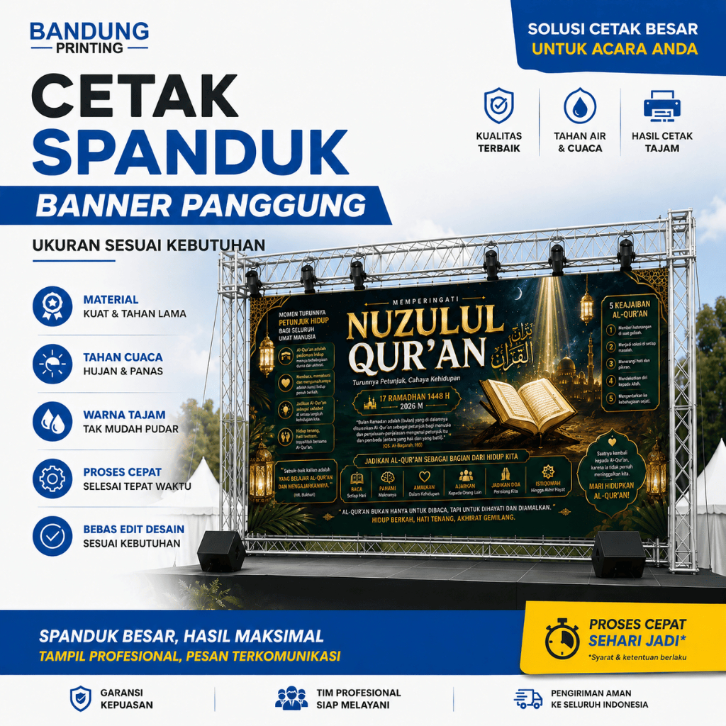 Spanduk Banner Backdrop Panggung PHBI Nuzulul Qur'an Custom Cetak Baliho Panggung Free Desain