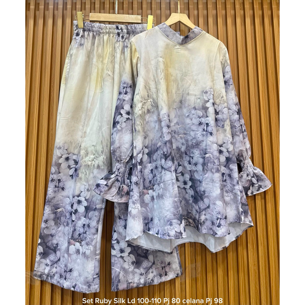 SETELAN TUNIK RUBBY SILK PREMIUM/SET TUNIK SILK