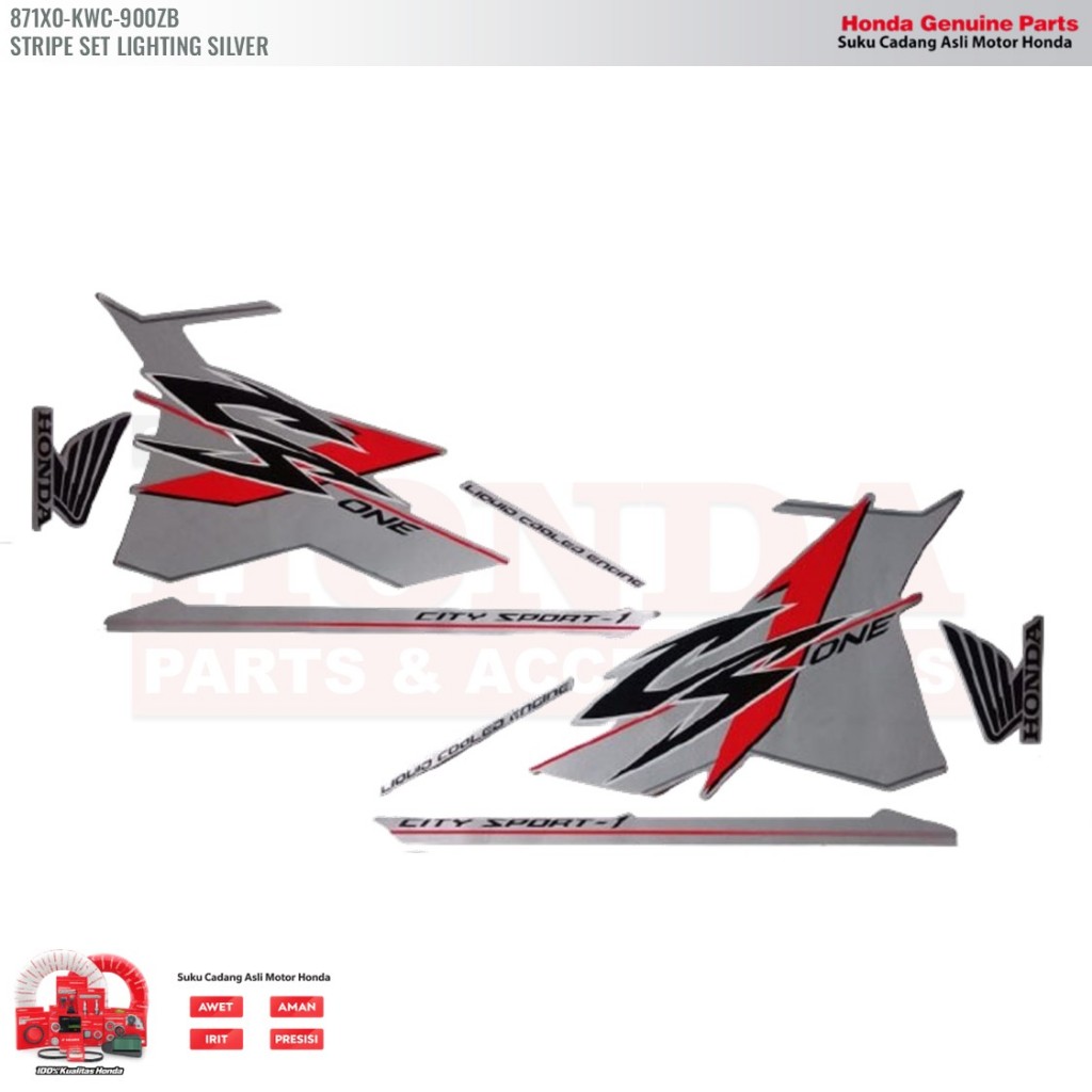 Stiker Body Honda CS1 Silver - 871X0KWC900ZB - STRIPE SET LIGHTING SILVER