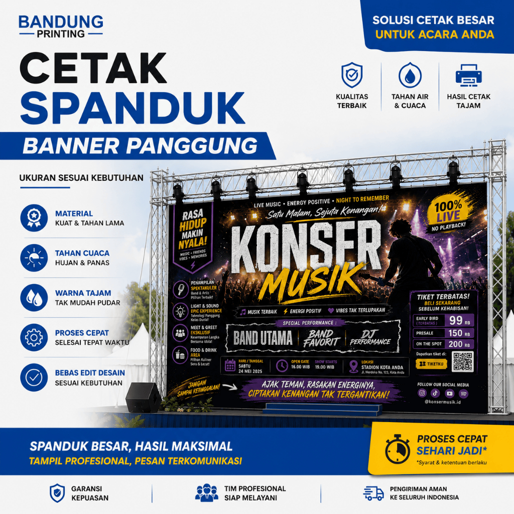 Spanduk Banner Backdrop Panggung Konser Musik Custom Cetak Baliho Panggung Free Desain
