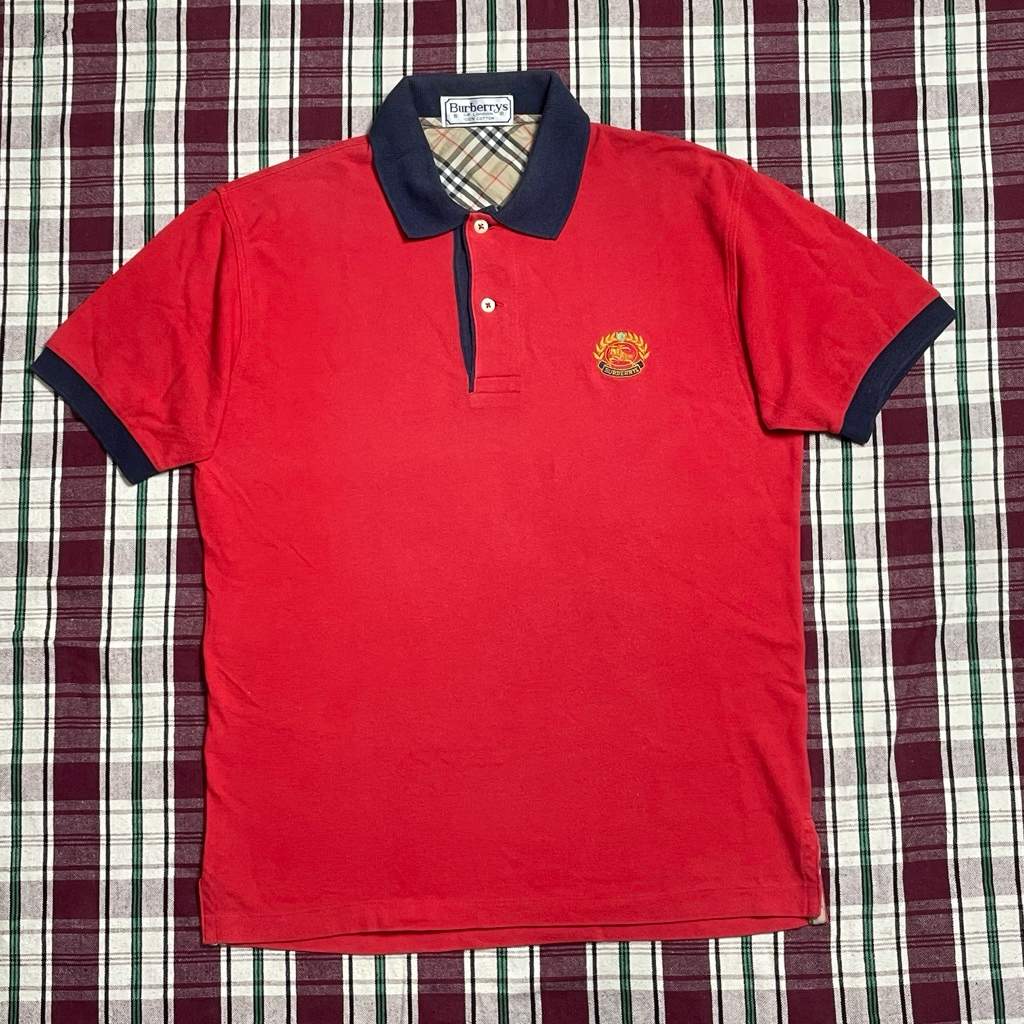 Polo Shirt / Kaos Kerah Vintage BURB3RRY original size S warna merah