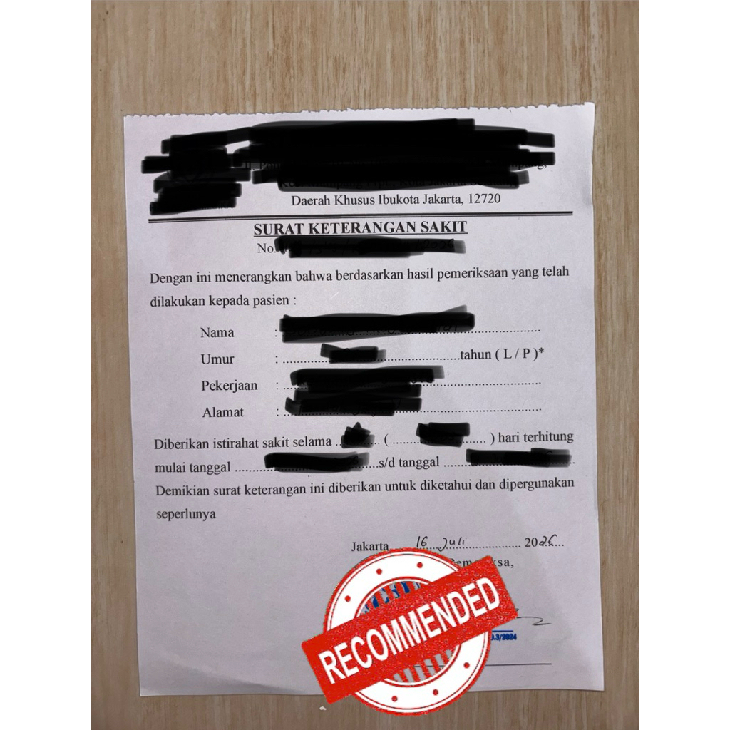 Surat Izin Sakit Dokter Custom Terpercaya