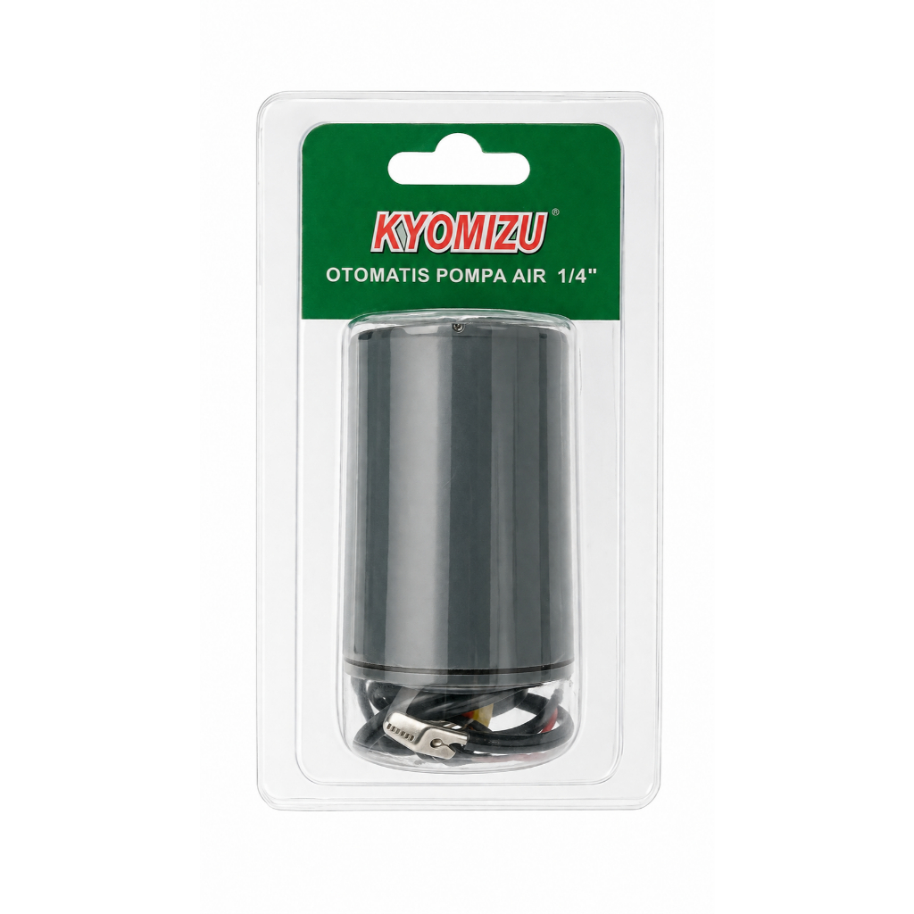 Kyomizu Otomatis Pompa Air 1/4 Inch Hitam Dengan Kabel Dan Klip Konektor