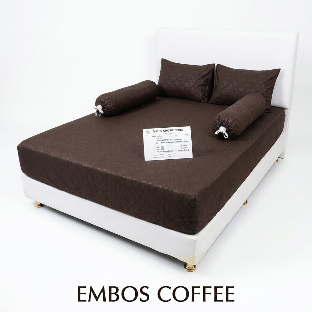 Seprai Premium 180 160 120 T20cm Warna Cofee Coklat Tua - Obral Sprei Polos Embos Homemade Katun Mur