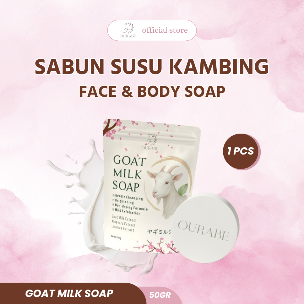 Ourabe Goat Milk Soap (PAKET 1 PCS) - Sabun Susu Kambing Brightening & Gentle Cleansing Formula Jepa