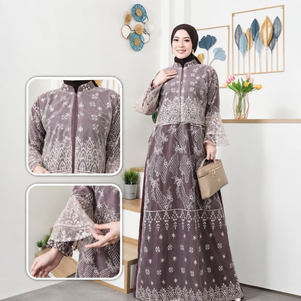 ISYANA DRES gamis simple elegan gamis remaja/dewasa gamis valvet mix brukat