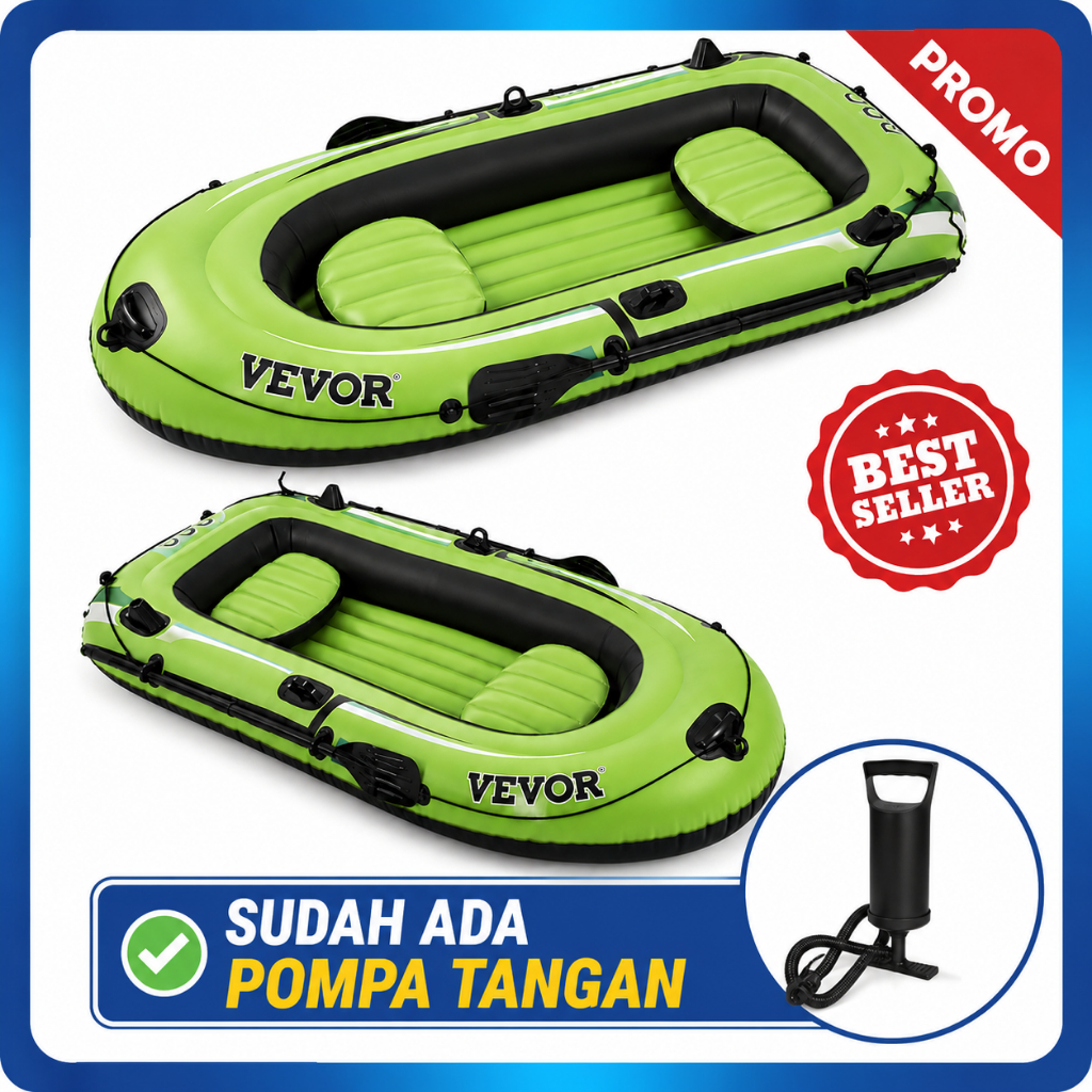 VEVOR Perahu Karet Inflatable Boat Tebal Perahu Mancing Portable untuk Sungai Danau Laut Ada Pompa T