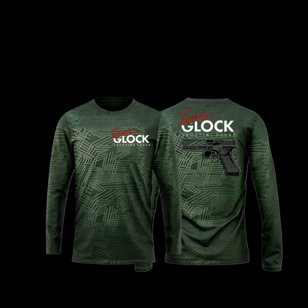 Kaos Lengan Panjang Team Glock Shooting Squad Motif Pistol Grafis bahan adem dan nyaman