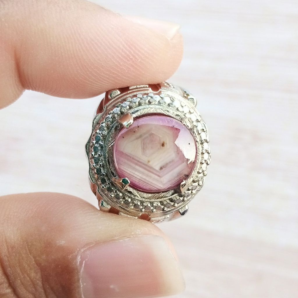 Cincin Batu Permata Natural Ruby Star Motif Garis Fatwa