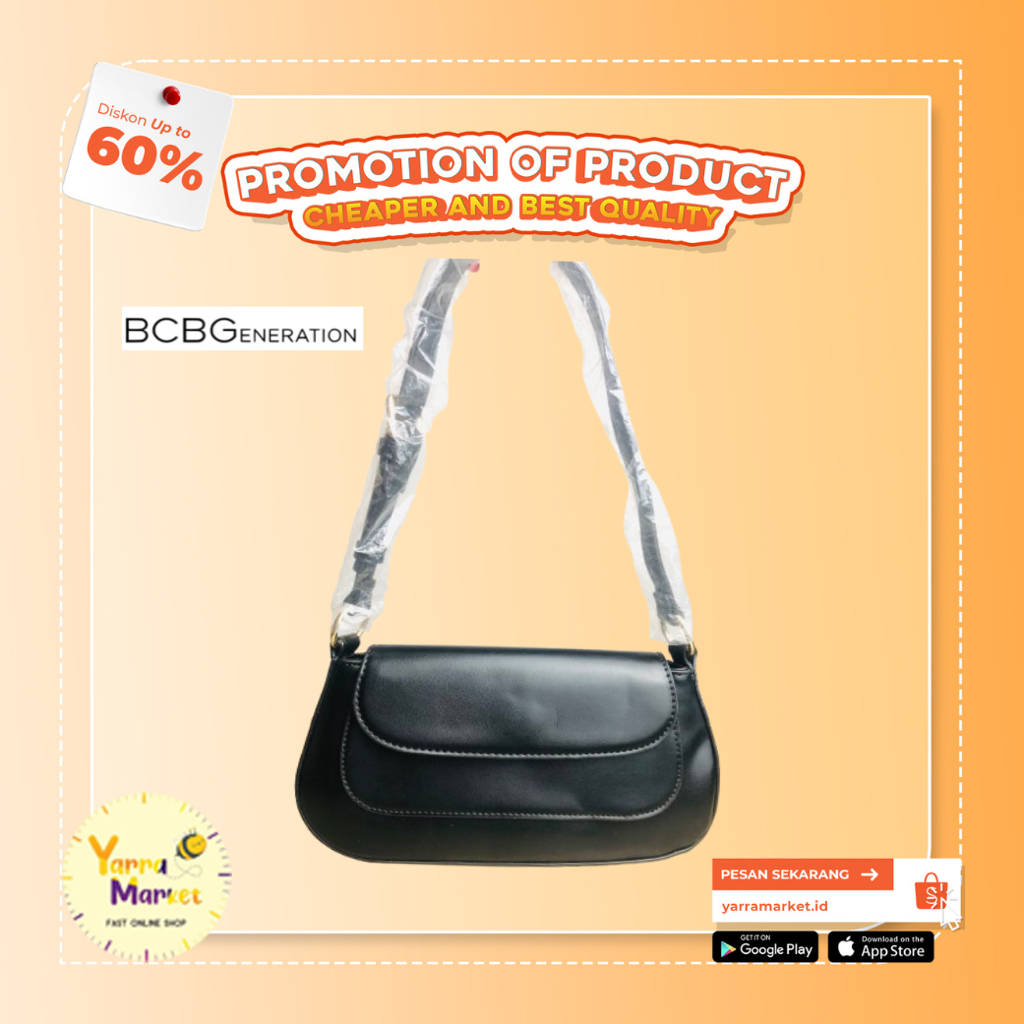 BCBG GENERATION MAX MARA BLACK LIGHT SHOULDER BAG {TAS SELEMPANGAN WARNA BLACK LIGHT}