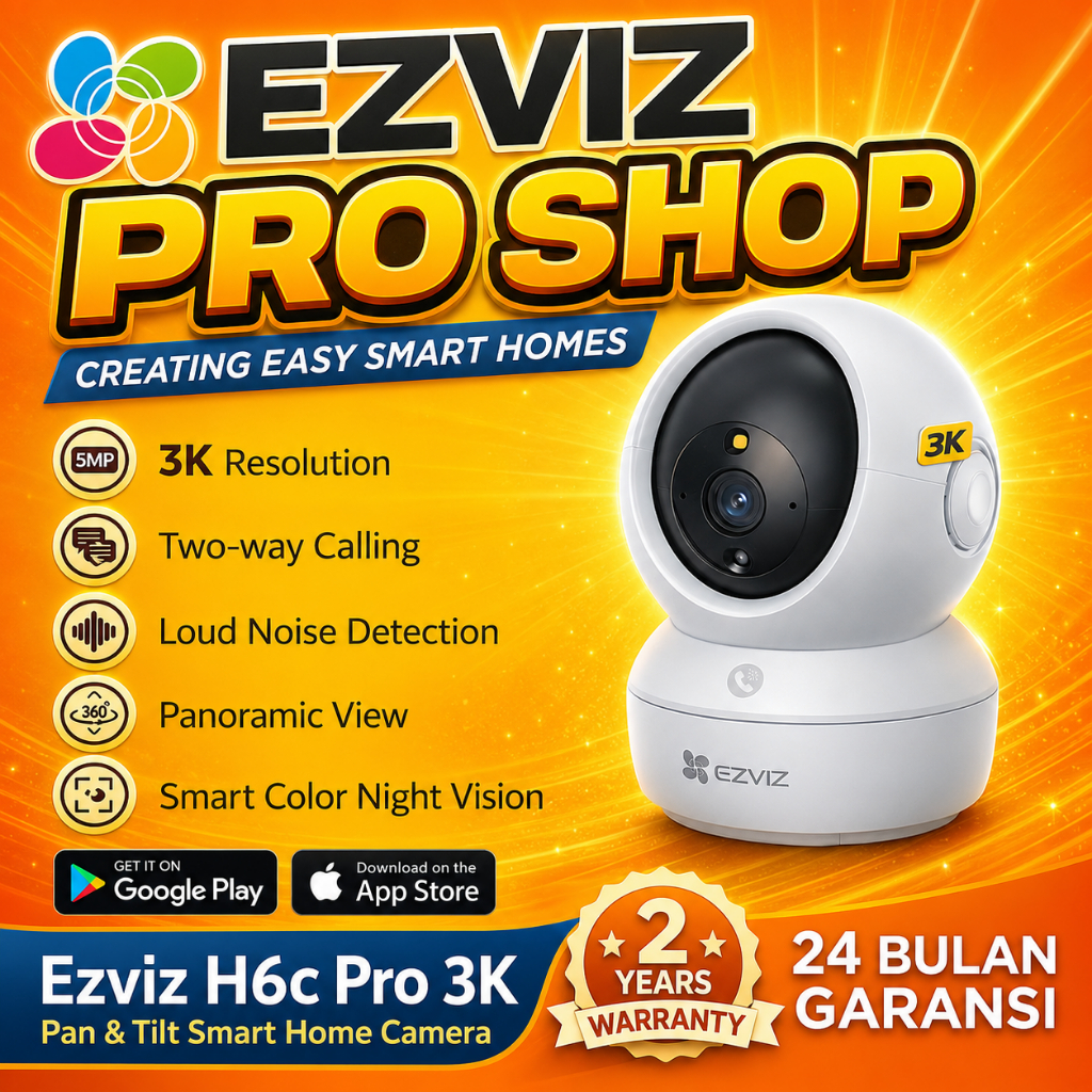 Ezviz H6C Pro 5MP 3K 2K 3MP Pan & Tilt Mini DC UPS Garansi Resmi c6n