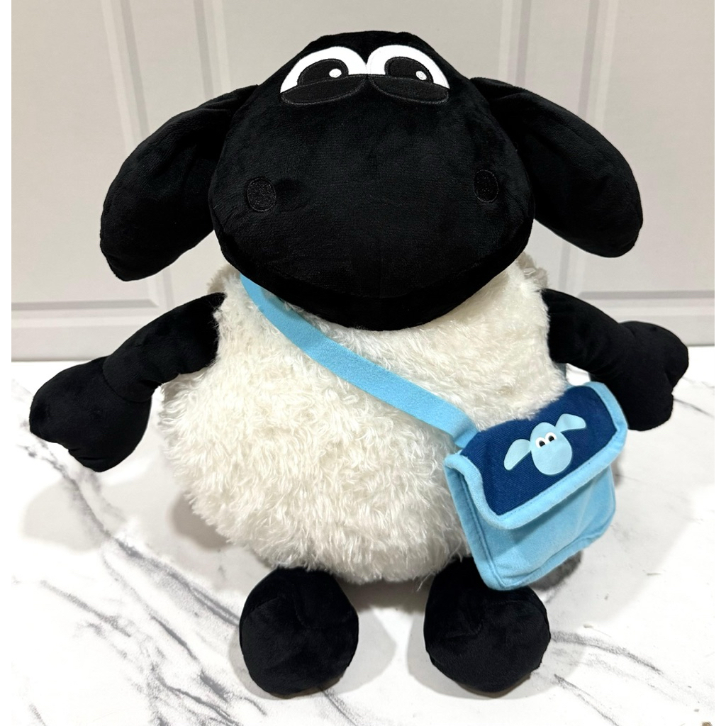 Boneka Plushie Timmy Shaun the Sheep with Sling Bag Fluffy Jumbo Sz Timmy Time