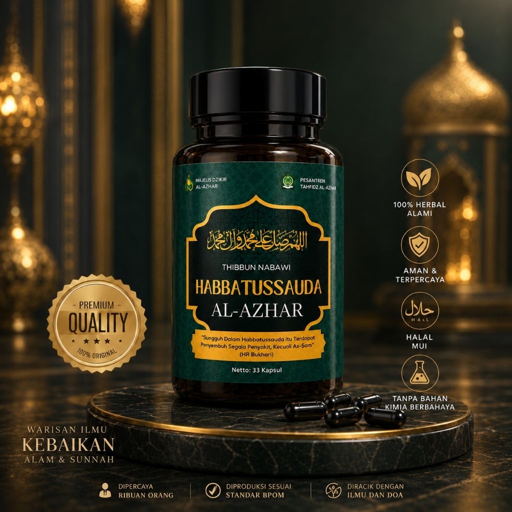 Habbatussauda Al-Azhar 1 Botol 33 Kapsul - Grade A, Murni Tanpa Campuran, Dosis Tepat