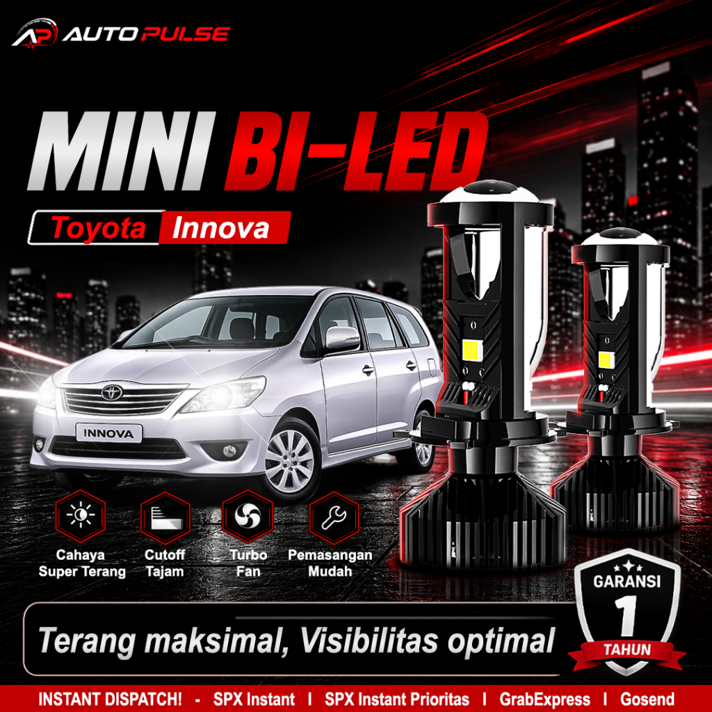 H4 Mini Bi-LED Lampu Projie Super Terang Putih Projector Mobil T9 Toyota Innova 2004-2015