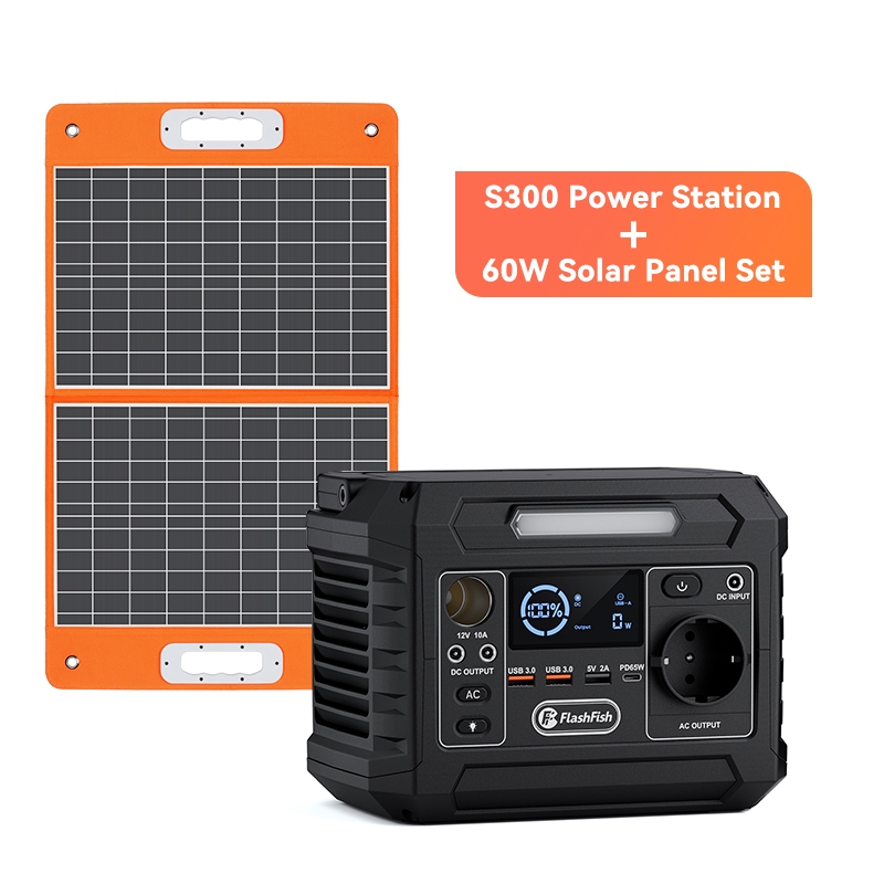 FlashFish 300W Portable Powerbank Camping Mini Genset Camping Solar Power bank