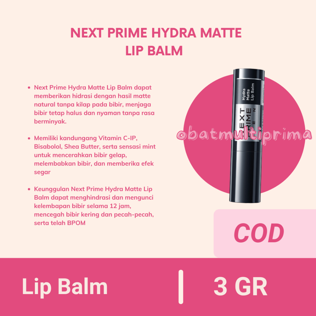 Multi Prima Next Prime Hydra Matte Lip Balm Ready Makassar - Pelembab Bibir Pria Wanita
