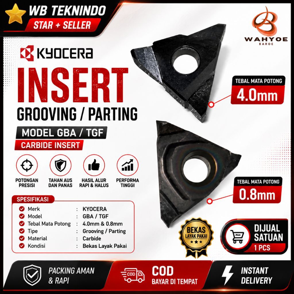 Insert Cutting Carbide GBA TGF Insert Grooving 0.8mm Carbide Bekas Siap Pakai