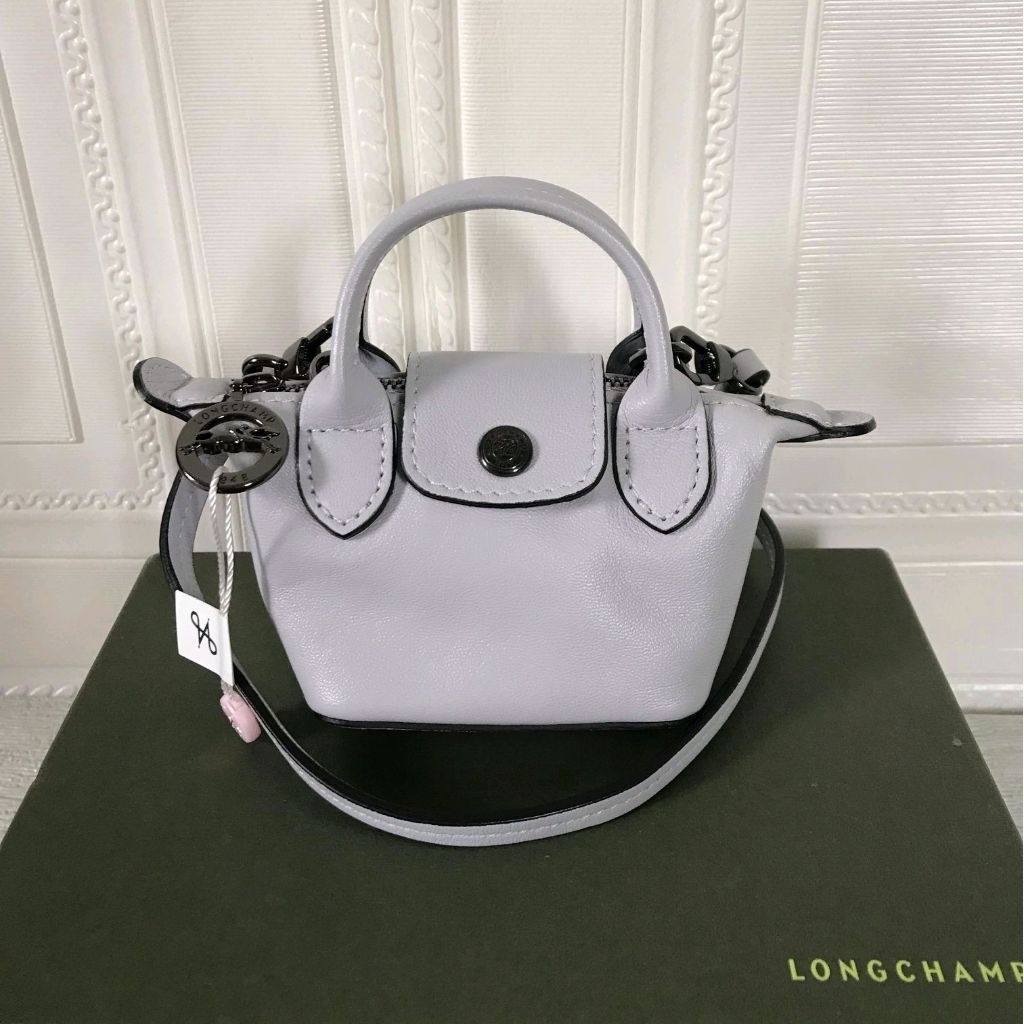 Lc Cuir Coin Purse with Strap/Nano size light Grey