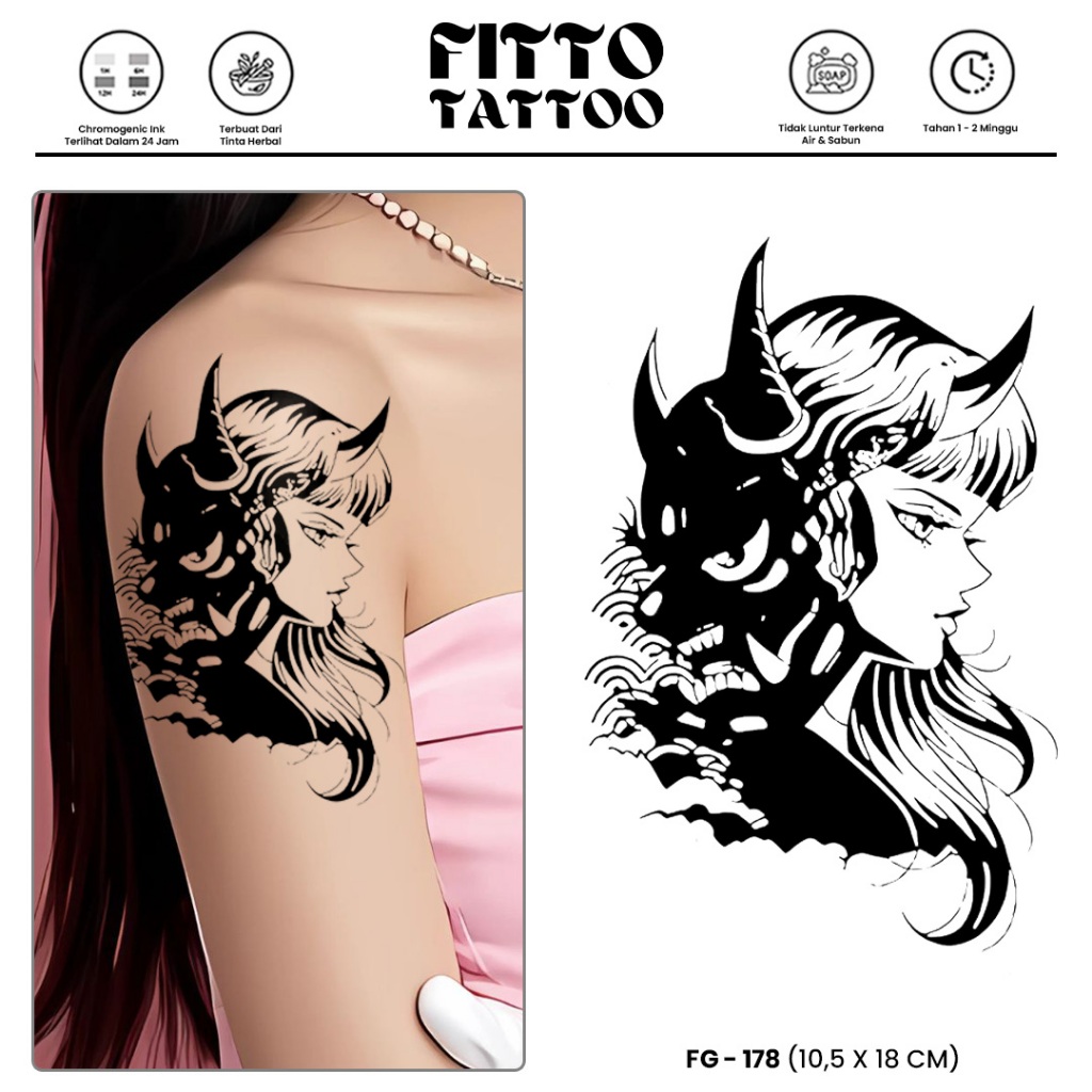 TATTO TEMPORER DARK FANTASY TATO SEMI PERMANEN FRUIT INK DEMONS TATOO TEMPORARY SATANIC