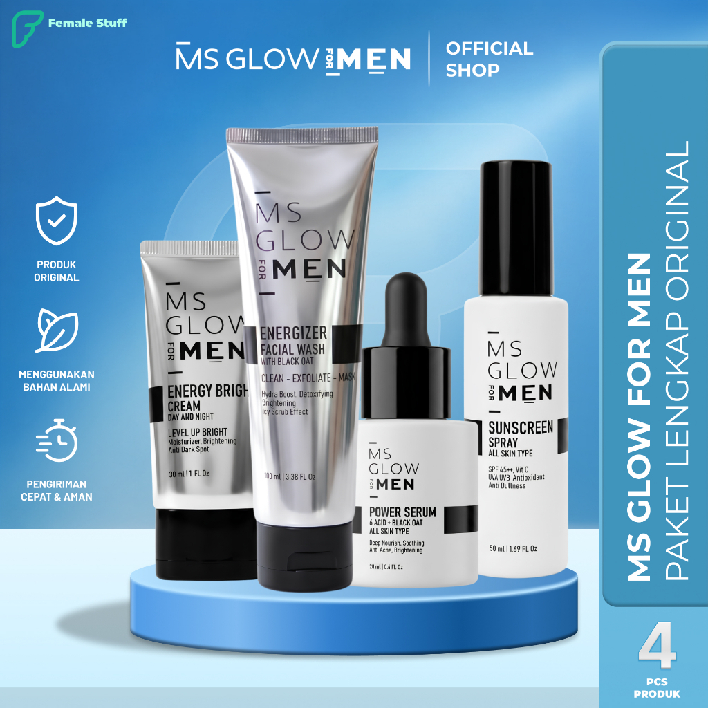 MS GLOW MEN PAKET LENGKAP -  MS GLOW MEN ORIGINAL 100% - MS GLOW MEN 1 PAKET FREE POUCH