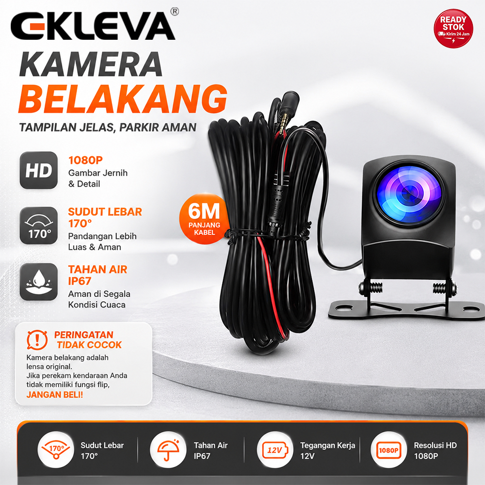 EKLEVA Kamera Cadangan AHD 1080P Gambar Asli 4 Pin 2.5mm 170 Derajat Kamera Spion Untuk Dashboard DV