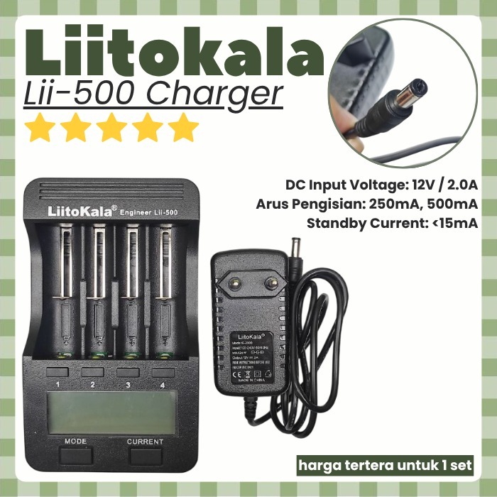 LiitoKala Lii 500 Battery Capacity Litokala lii500 Lengkap Adaptor