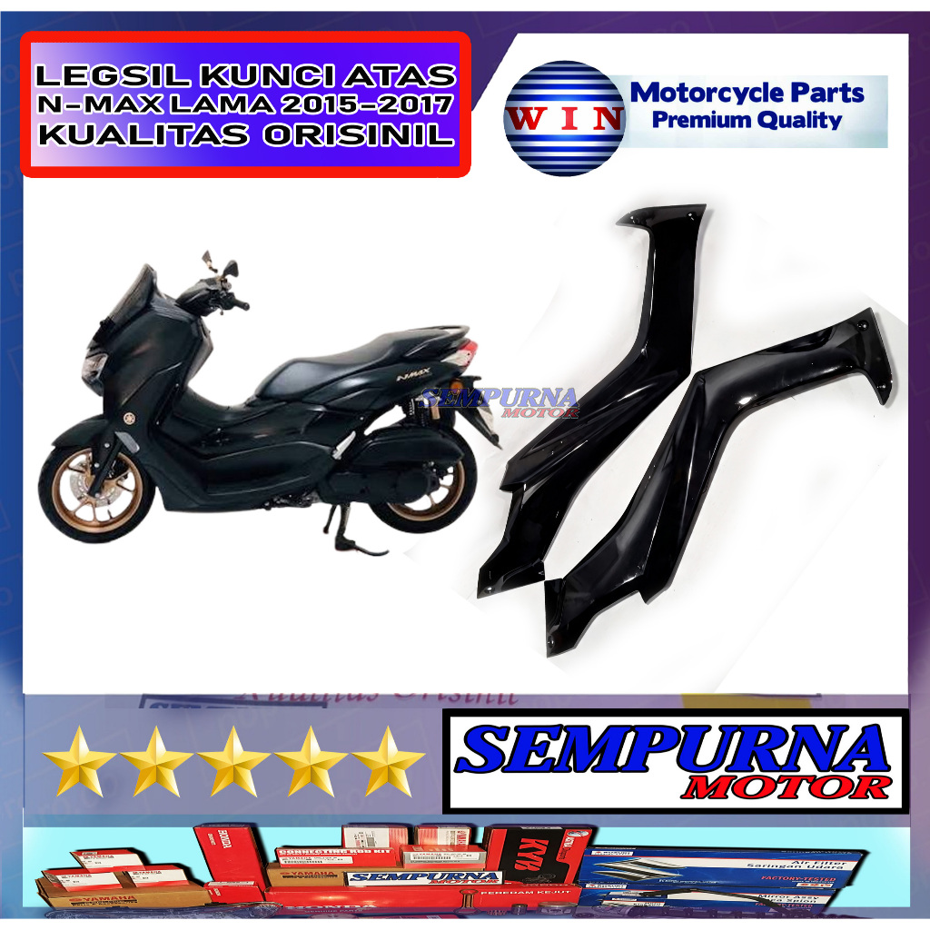 Merek Win Kualitas Original Legshield Kunci Atas Nmax N-Max 2015 - 2017 Warna Hitam