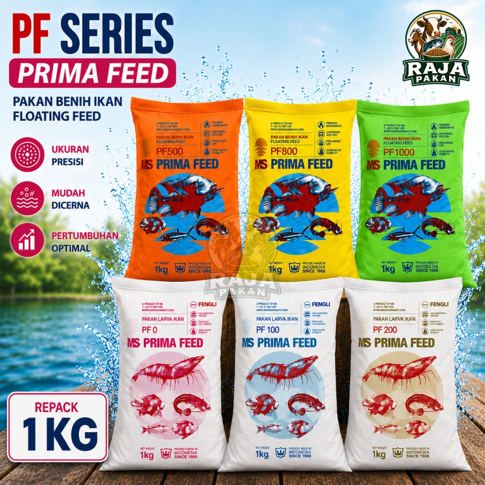 REPACK 1 KG | PF0 PF100 PF200 PF500 PF 800 PF1000 Pakan Benih Larva Ikan Prima Feed PF 1 KG - Pakan 