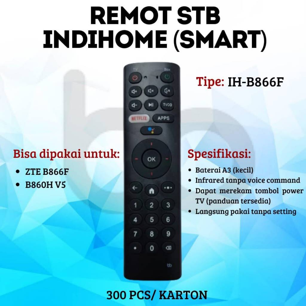 SG ORIGINAL REMOTE STB INDIHOME BB IH-B866F REMOTE BB STB INDIHOME NETFIX APPS