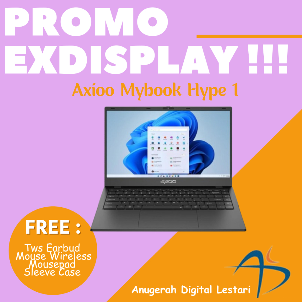 Laptop Ex display Axioo Hype 1 N4020 4GB 128GB M2 SATA 14"HD WIN 11 Home Exdisplay
