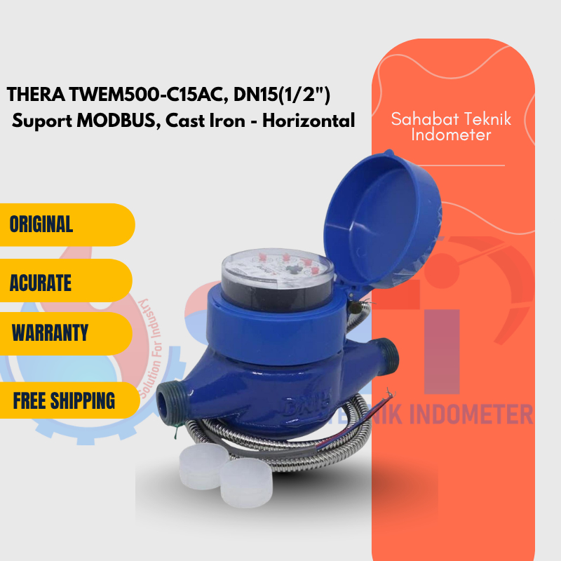 Water Meter THERA TWEM500-C15AC, DN15(1/2"), Suport  MODBUS, Cast Iron - Horizontal