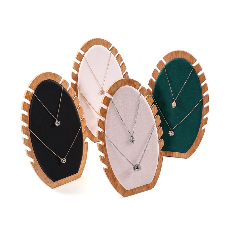 Aineed | Papan Display Kalung Kayu Ukir Motif Daun - Display Kalung - Pajangan Perhiasan Kalung - Di
